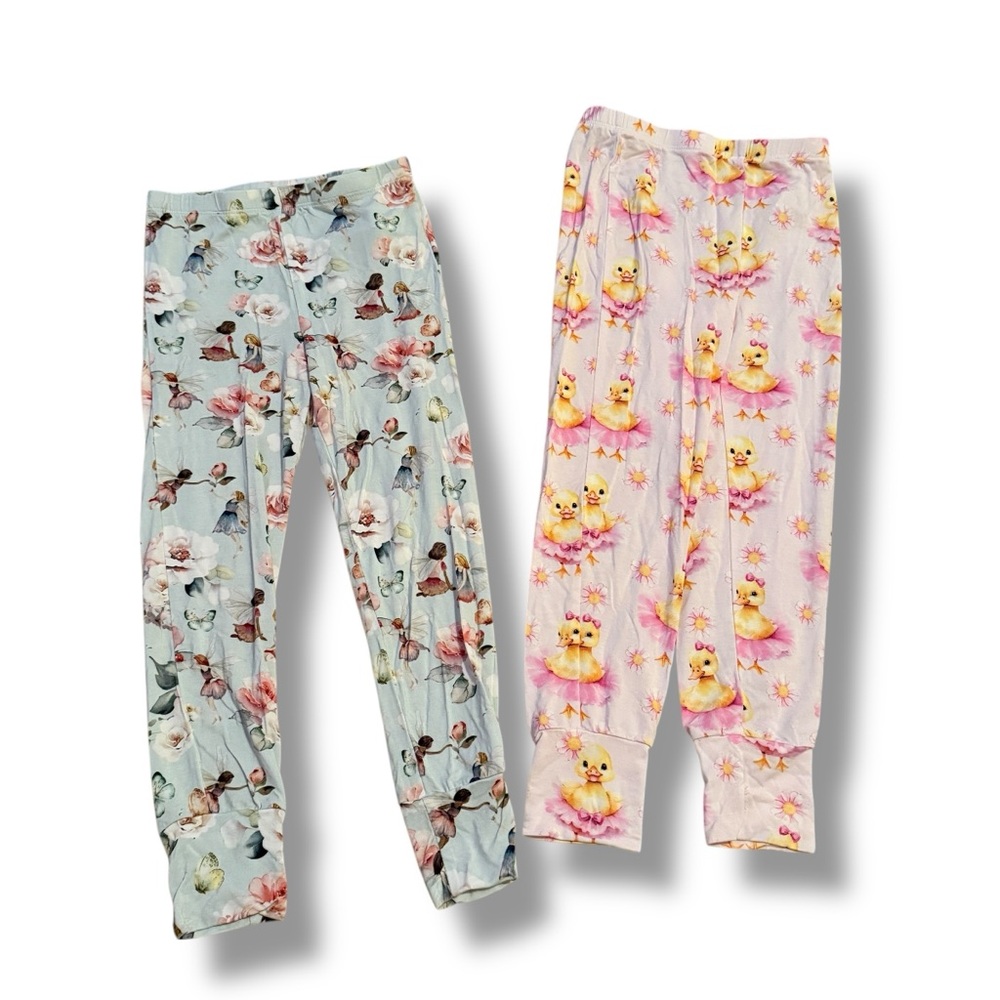 Posh Peanut Pajama Pants Set Girls 5T-6T Floral Bird Ballerina Duck Soft Lounge